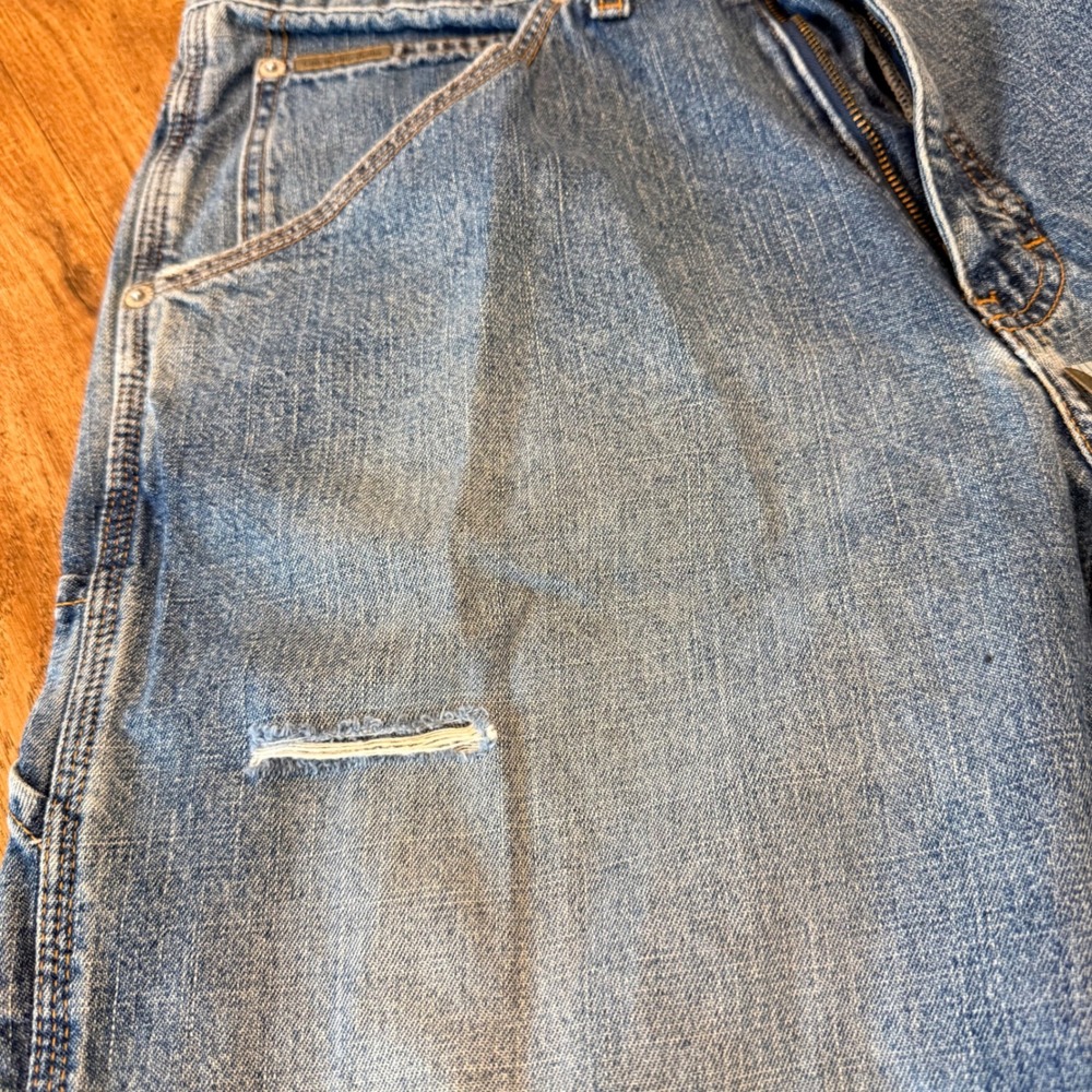 Calvin Klein Jeans Mens 32x30 Worker Carpenter Pants Blue Denim Wide Leg Vintage - Picture 8 of 13